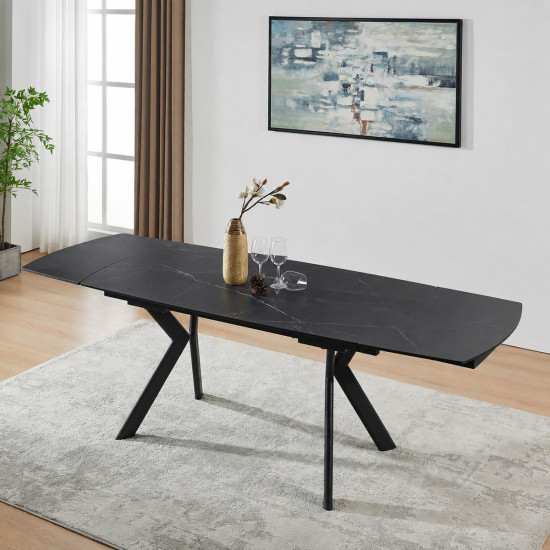 Стол обеденный раскладной NOREEN CERAMIC 140(200)*80 черный / черный 8