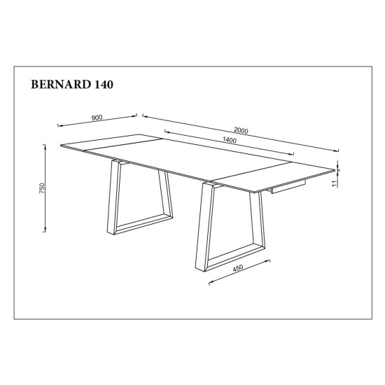 Стіл обідній розкладний BERNARD CERAMIC 140(200)*90 білий мат/чорний 10