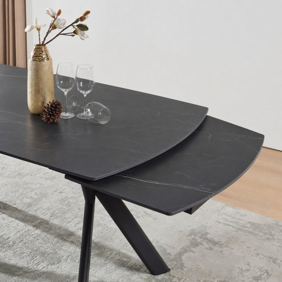 Стол обеденный раскладной NOREEN CERAMIC 140(200)*80 черный / черный 6