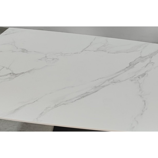 Стіл обідній розкладний GILBERT CERAMIC 160(240)*90 білий мат/чорний 9