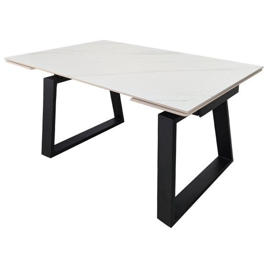 Стіл обідній розкладний BERNARD CERAMIC 140(200)*90 білий мат/чорний 3