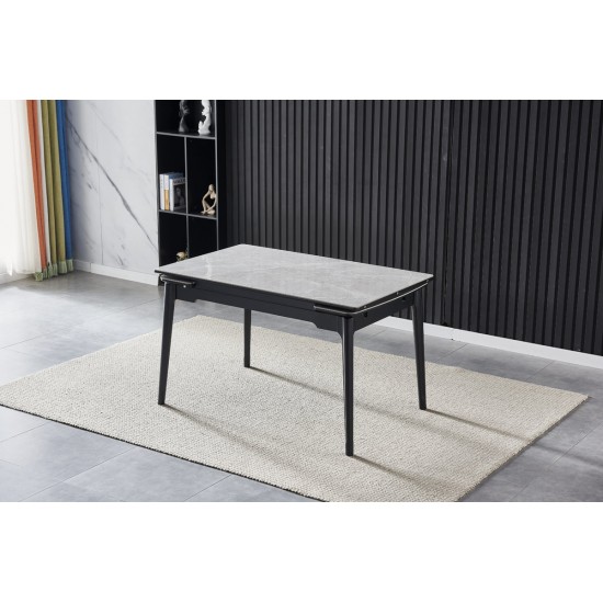 Стіл обідній розкладний BONN CERAMIC 130(180)*80 сірий глянець/чорний каркас 2