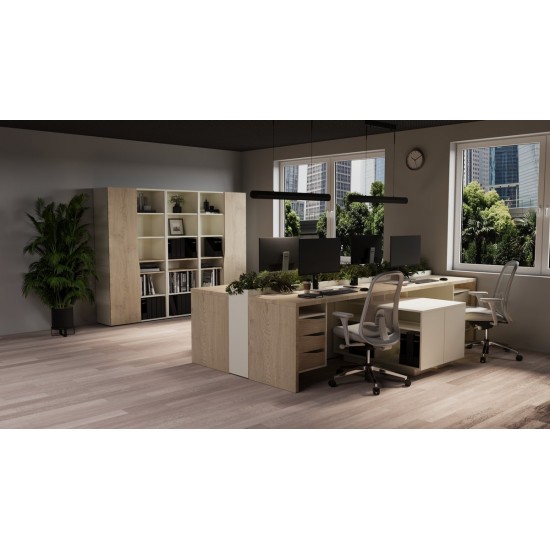Письменный стол CONNECT 2 R SK 180×78 см. Дуб кремона котта / Стоун беж 4