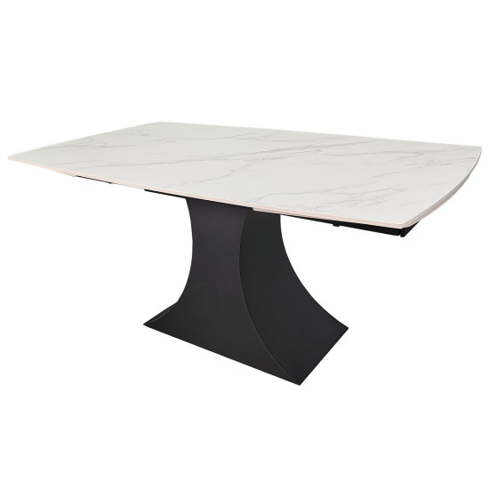 Стіл обідній розкладний GILBERT CERAMIC 160(240)*90 білий мат/чорний 2