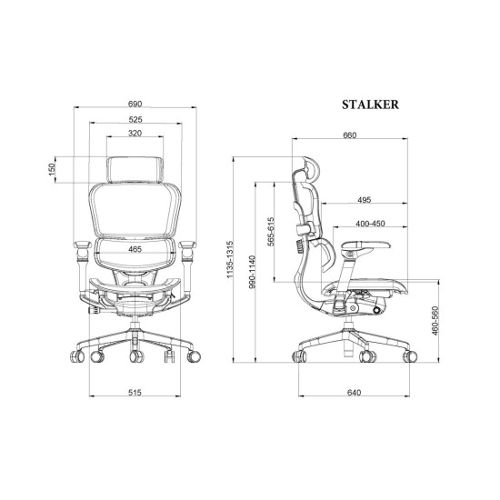 Кресло офисное STALKER черная сетка / алюминий 9