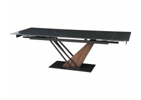 Стол FERNANDO CERAMIC 180(240)*90 черный мат/темный орех