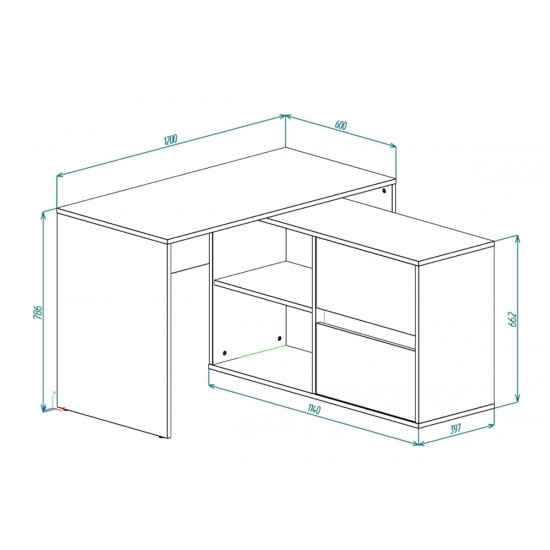 Cтіл письмовий кутовий TWIN B 120x60 Білий діамант 4