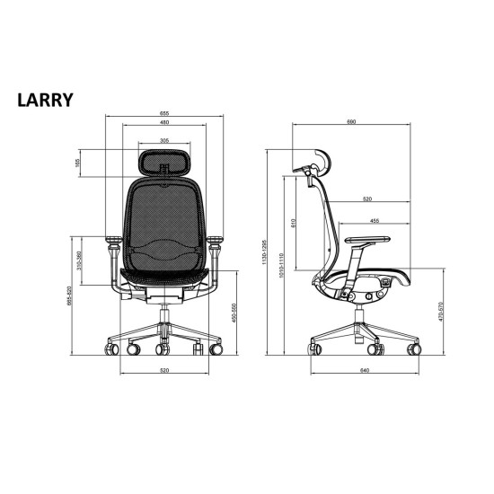 Крісло комп'ютерне LARRY синя сітка / алюміній 10