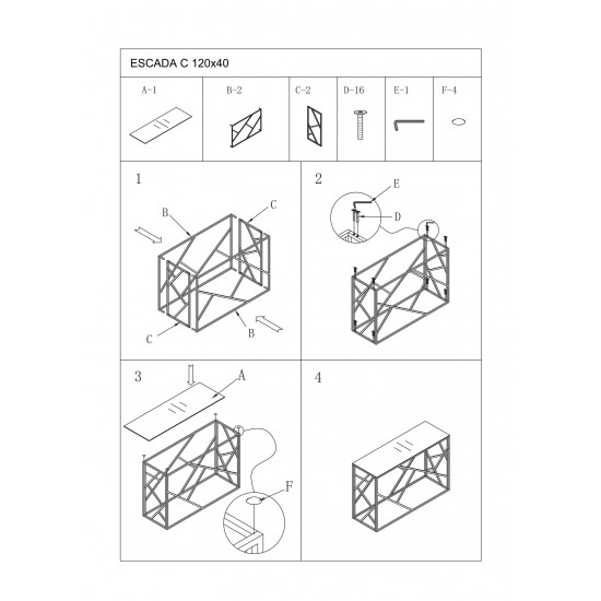 Консоль ESCADA C II черный эффект мрамора / золото 120x40 ESCADACCZMAZL 2