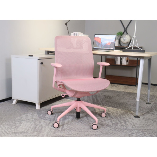 Кресло офисное REGINA розовая сетка / розовый каркас 6