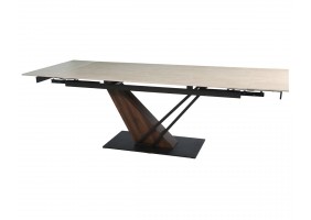 Стол FERNANDO CERAMIC 180(240)*90 травертин мат/тёмный орех