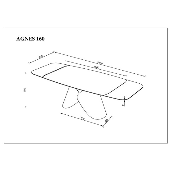 Стіл обідній розкладний AGNES CERAMIC 160(240)*90 білий позолочений мат/коричневий 10