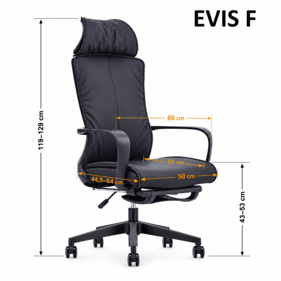 Кресло компьютерное EVIS F черная экокожа / черный каркас с подставкой для ног 9