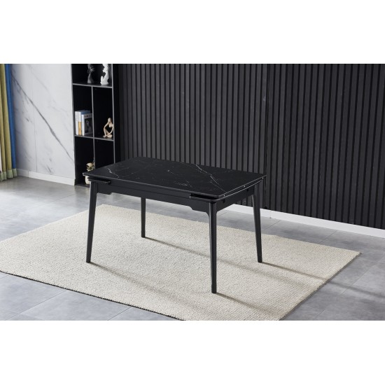 Стіл обідній розкладний BONN CERAMIC 130(180)*80 чорний мат/чорний каркас 2