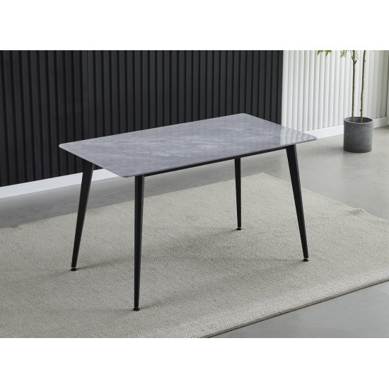 Стол обеденный SABA CERAMIC 130*70 серый глянец / черный каркас 5