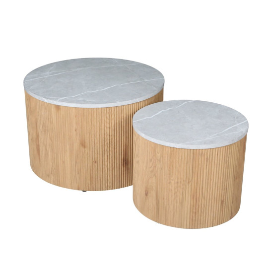Журнальный столик VERMONT Серый эф. мрамора / Дуб (к-кт) 3