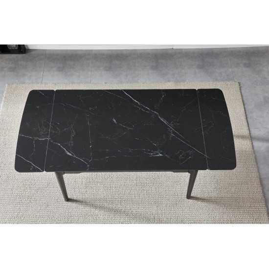 Стіл обідній розкладний BONN CERAMIC 130(180)*80 чорний мат/чорний каркас 8