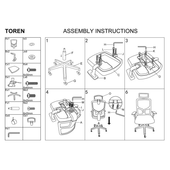 Кресло компьютерное TOREN черное / черный каркас 7