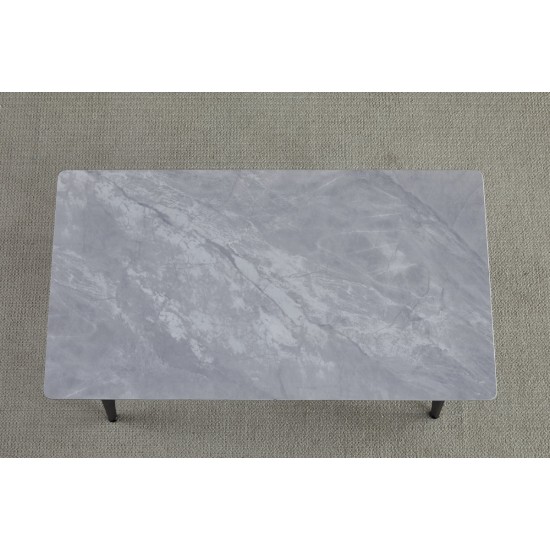 Стол обеденный SABA CERAMIC 130*70 серый глянец / черный каркас 4