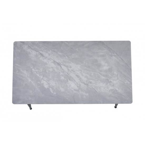 Стол обеденный SABA CERAMIC 130*70 серый глянец / черный каркас 3