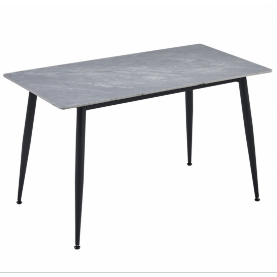 Стол обеденный SABA CERAMIC 130*70 серый глянец / черный каркас 1