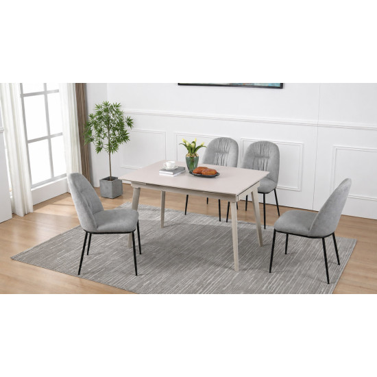Стол обеденный раскладной LORIAN CERAMIC 120(180)*80 белый / кашемир 7