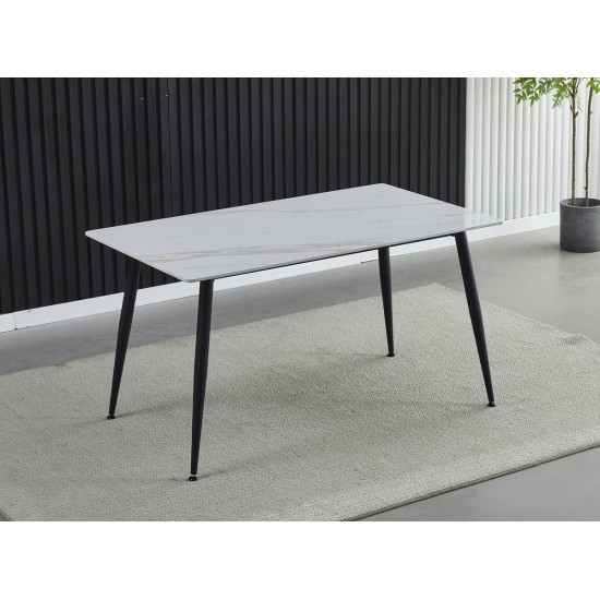 Стол обеденный KING CERAMIC 140*80 белый глянец/черный мат 2