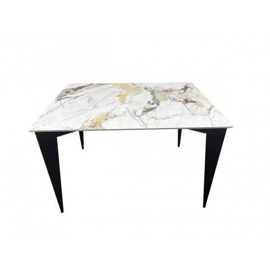Стіл NORMAN CERAMIC 120*90 gold Phoenix глянець / Чорний каркас 2