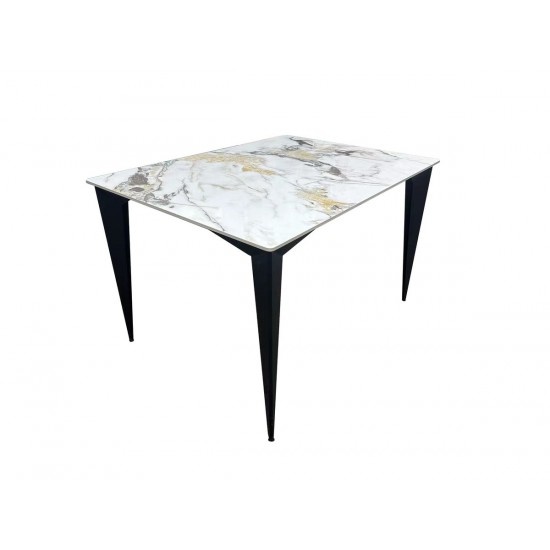 Стіл NORMAN CERAMIC 120*90 gold Phoenix глянець / Чорний каркас 4