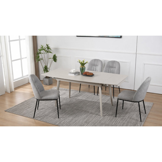 Стол обеденный раскладной LORIAN CERAMIC 120(180)*80 белый / кашемир 8