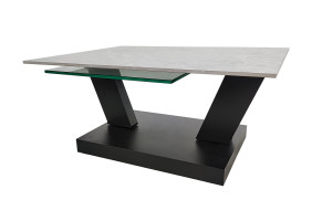 Журнальный столик ARIZONA серый глянец+стекло/черный