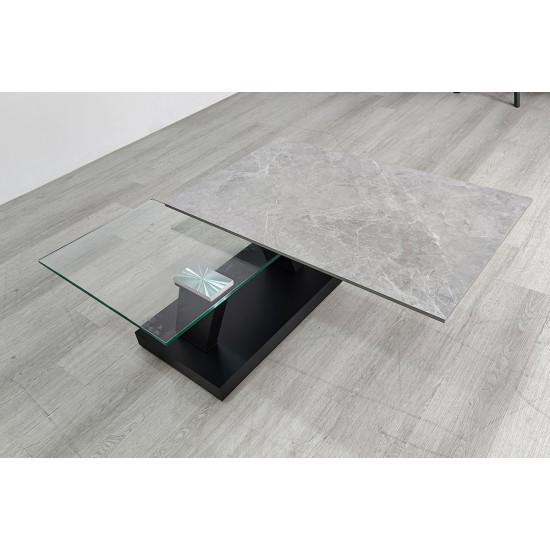 Журнальный столик ARIZONA серый глянец+стекло/черный 4