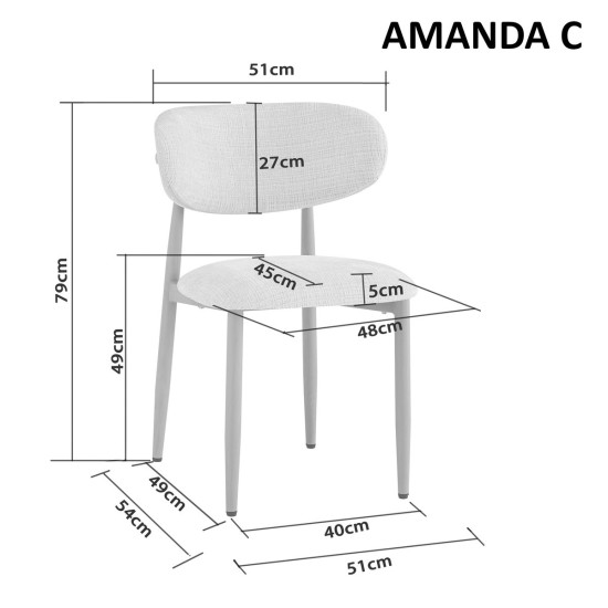 Кухонный стул AMANDA C с кашемировым каркасом / светло-бежевой тканью 9