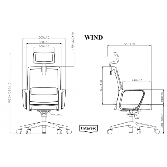 Крісло комп'ютерне поворотне WIND сіре/сіре/білий каркас 6
