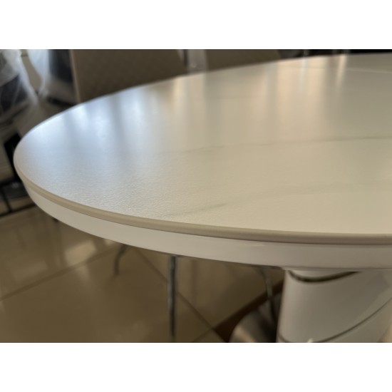 Стол обеденный раскладной SANREMO CERAMIC белый эффект мрамора / белый глянец 160(200)X90 8