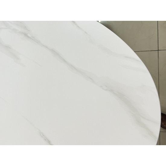 Стол обеденный раскладной SANREMO CERAMIC белый эффект мрамора / белый глянец 160(200)X90 6