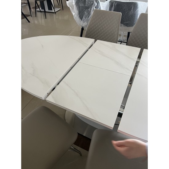 Стол обеденный раскладной SANREMO CERAMIC белый эффект мрамора / белый глянец 160(200)X90 5