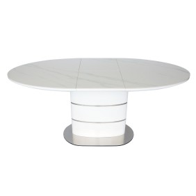 Стол обеденный раскладной SANREMO CERAMIC белый эффект мрамора / белый глянец 160(200)X90