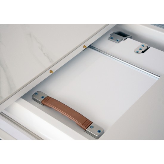 Стол обеденный раскладной SANREMO CERAMIC белый эффект мрамора / белый глянец 160(200)X90 16