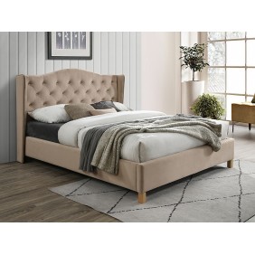 Двуспальная кровать ASPEN VELVET 160x200 цвет беж / дуб BLUVEL 28 ASPENV160BD