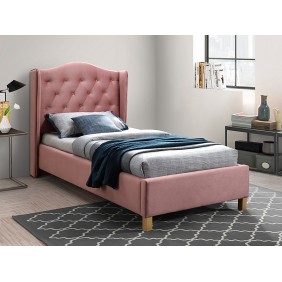 Односпальная кровать ASPEN VELVET 90x200 цвет античная роза / дуб BLUVEL 52 ASPENV90RD