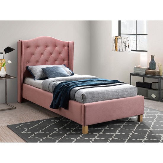 Односпальная кровать ASPEN VELVET 90x200 цвет античная роза / дуб BLUVEL 52 ASPENV90RD 1