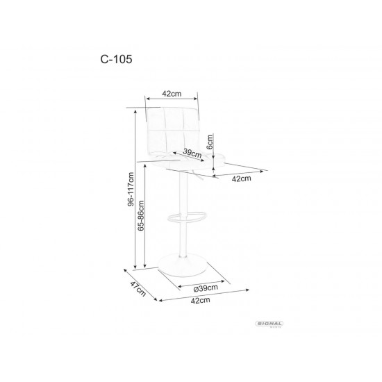 Барный стул C105 VELVET черный каркас / серый BLUVEL 14 C105VCSZ 2