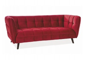 Диван CASTELLO 3 VELVET бордо BLUVEL 59 / венге CASTELLO3V59