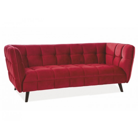 Диван CASTELLO 3 VELVET бордо BLUVEL 59 / венге CASTELLO3V59 1