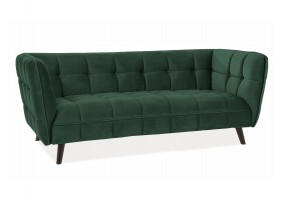 Диван CASTELLO 3 VELVET зелений BLUVEL 78 / венге CASTELLO3V78