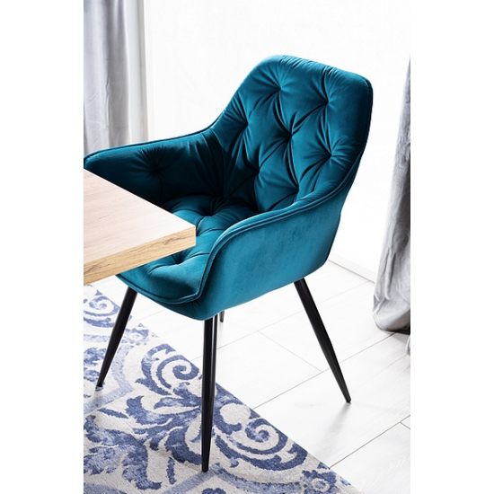 Стул CHERRY VELVET черный каркас / БИРЮЗА BLUVEL 85 CHERRYVCTU 4