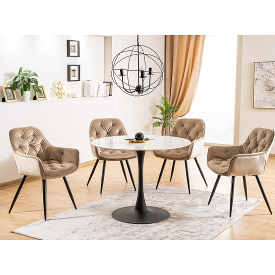 Стул CHERRY VELVET черный каркас / беж BLUVEL 28 CHERRYVCBE 8