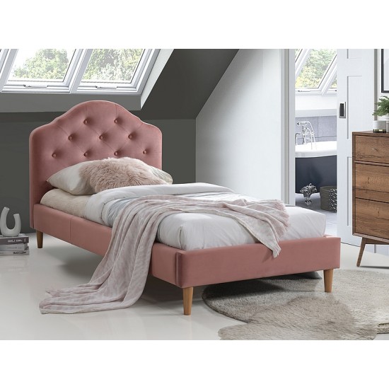 Односпальная кровать CHLOE VELVET 90X200 античная роза / дуб BLUVEL 52 CHLOEV90RD 1