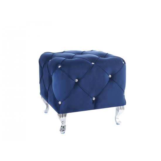 Пуф HESTIA K VELVET синий BLUVEL 86 / серебряный HESTIAKV86S 1